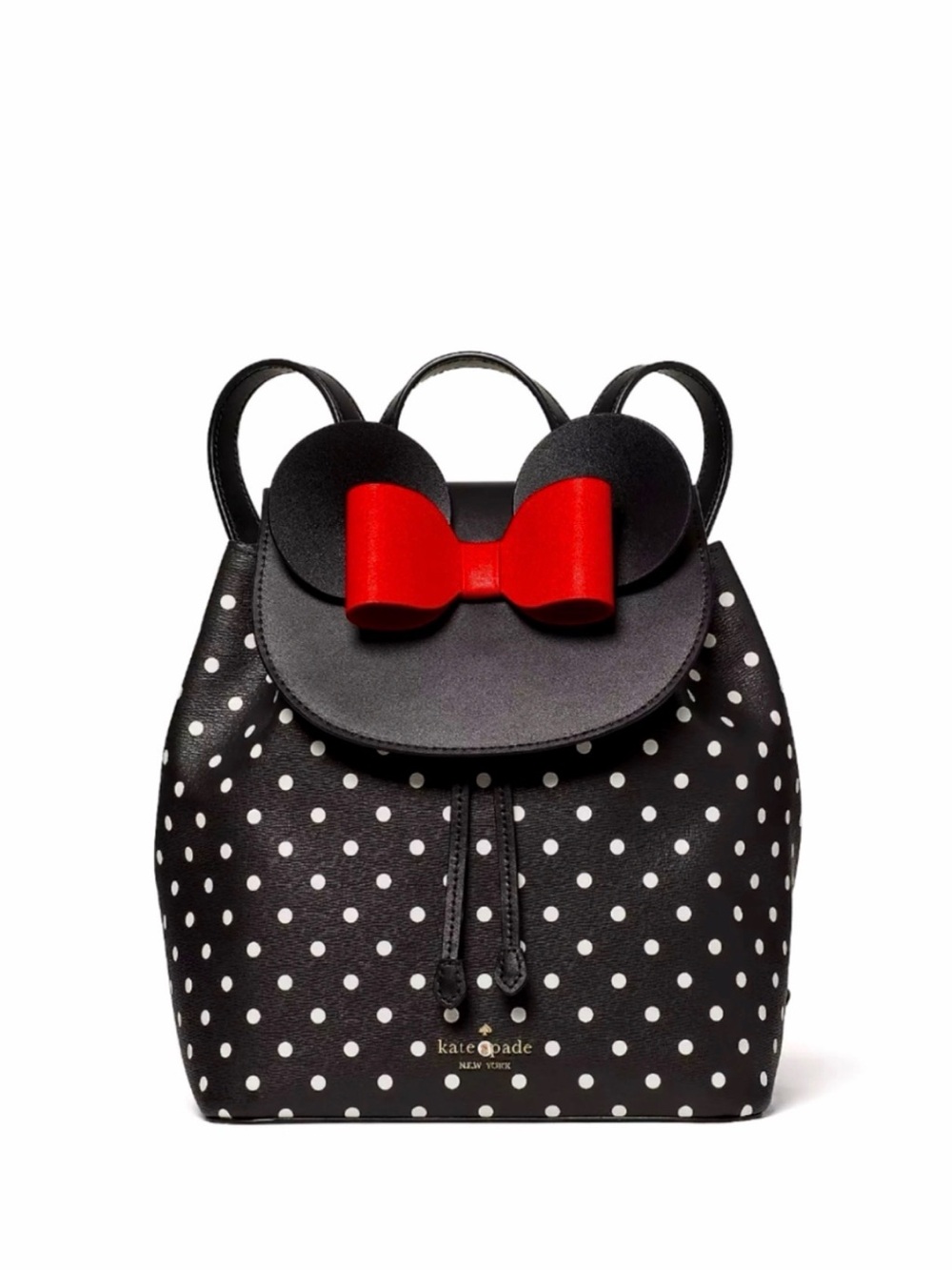 kate spade Kids Black & White Polka Dot Backpack with Red Bow
